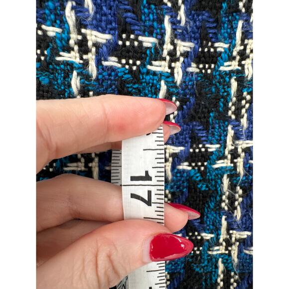 Loft Skirt Womens 2 Blue Plaid Tweed Mini Academia Preppy Grunge Capsule Boho - Picture 8 of 9